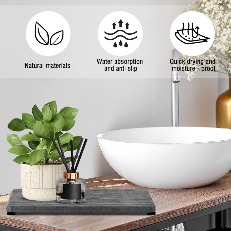 Lyxel 2PCS Water Absorbing Stone Tray  Fast Drying Stone Sink Tray  Water Absorbent Diatomite Tray  Stone Soap Tray  Diatomite Coasters for Kitchen Sink Bathroom Counter  Hand Soap Dish Toothbrush Holders - Image 4